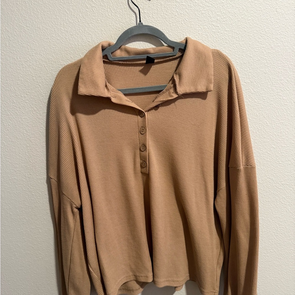 Tan Button-Up Women's Top